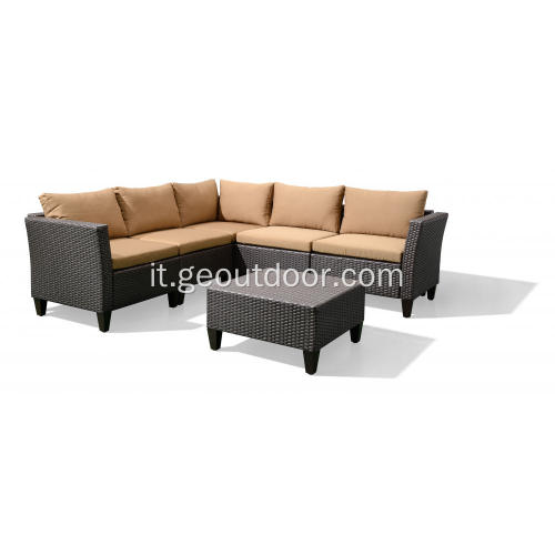 Set divani in vimini PE in alluminio